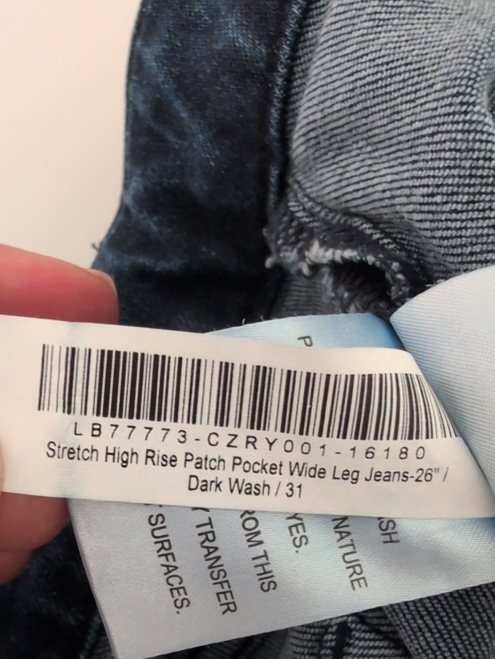 Quince Jeans Stretch High Rise Patch Pocket Wide Leg Size 31, Dark Blue Wash - Picture 12 of 13